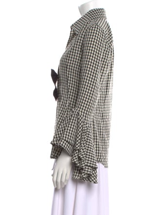 Markarian Plaid Print Long Sleeve Button-Up Top
