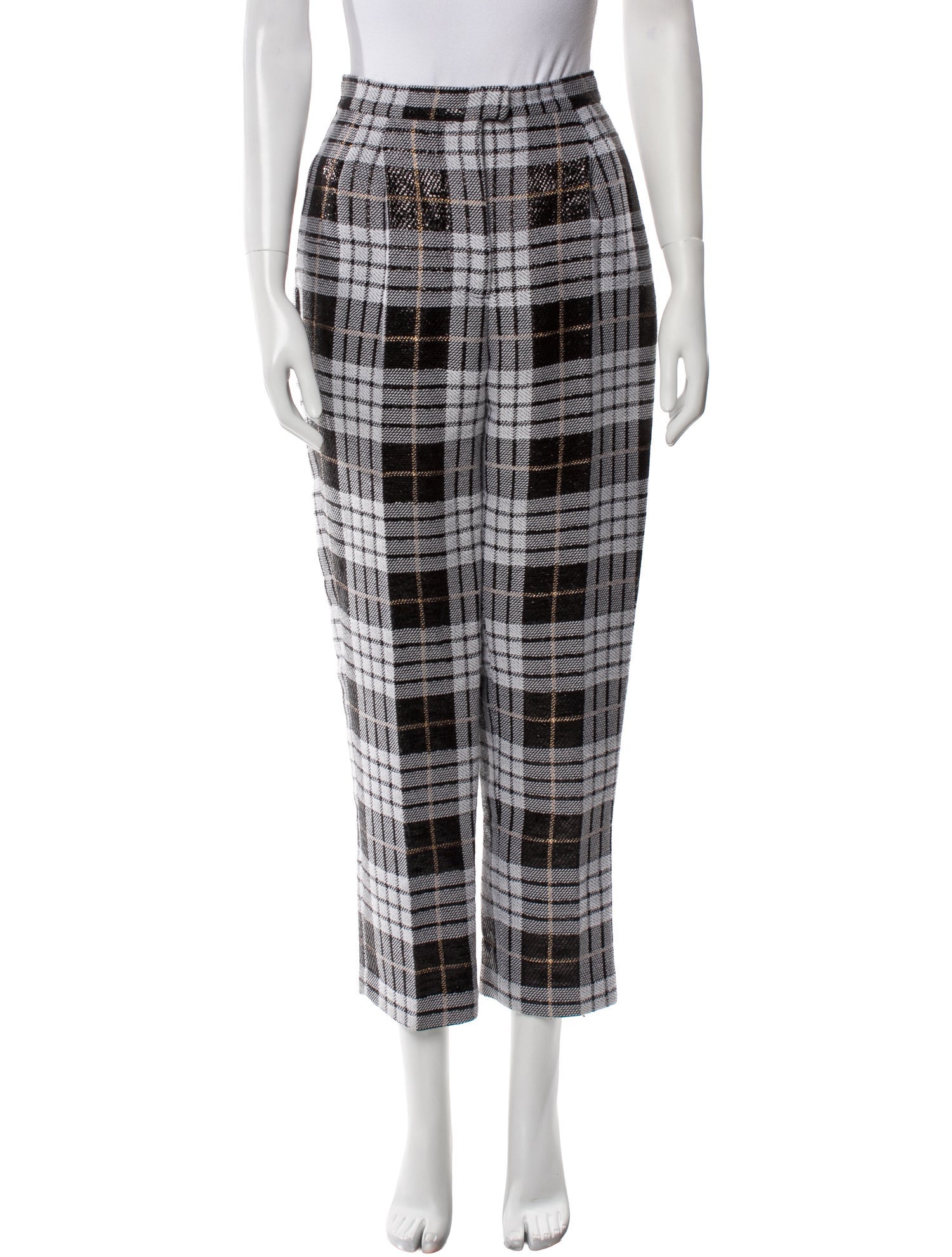 Markarian Plaid Print Straight Leg Pants