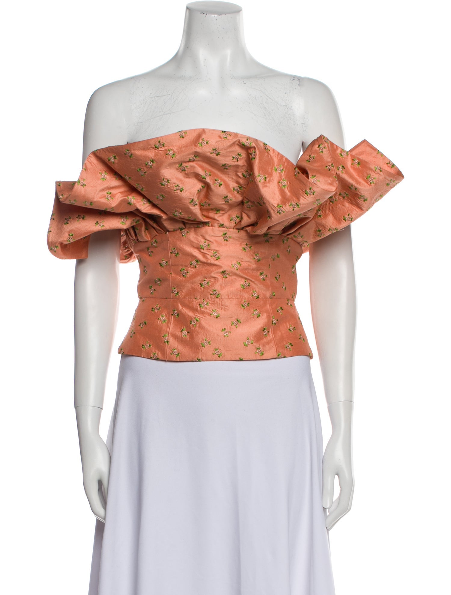 Markarian Floral Print Off-The-Shoulder Crop Top