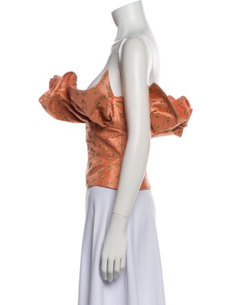 Markarian Floral Print Off-The-Shoulder Crop Top