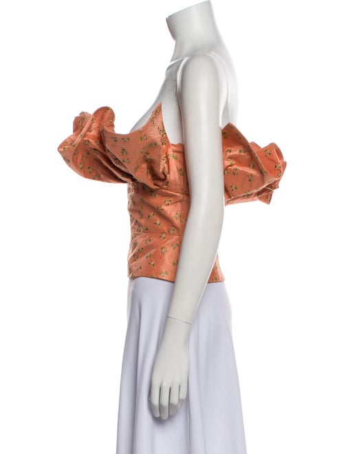 Markarian Floral Print Off-The-Shoulder Crop Top