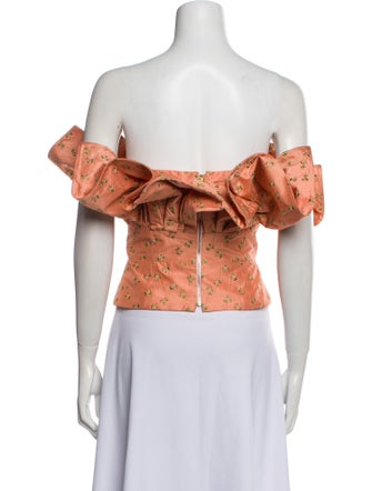 Markarian Floral Print Off-The-Shoulder Crop Top