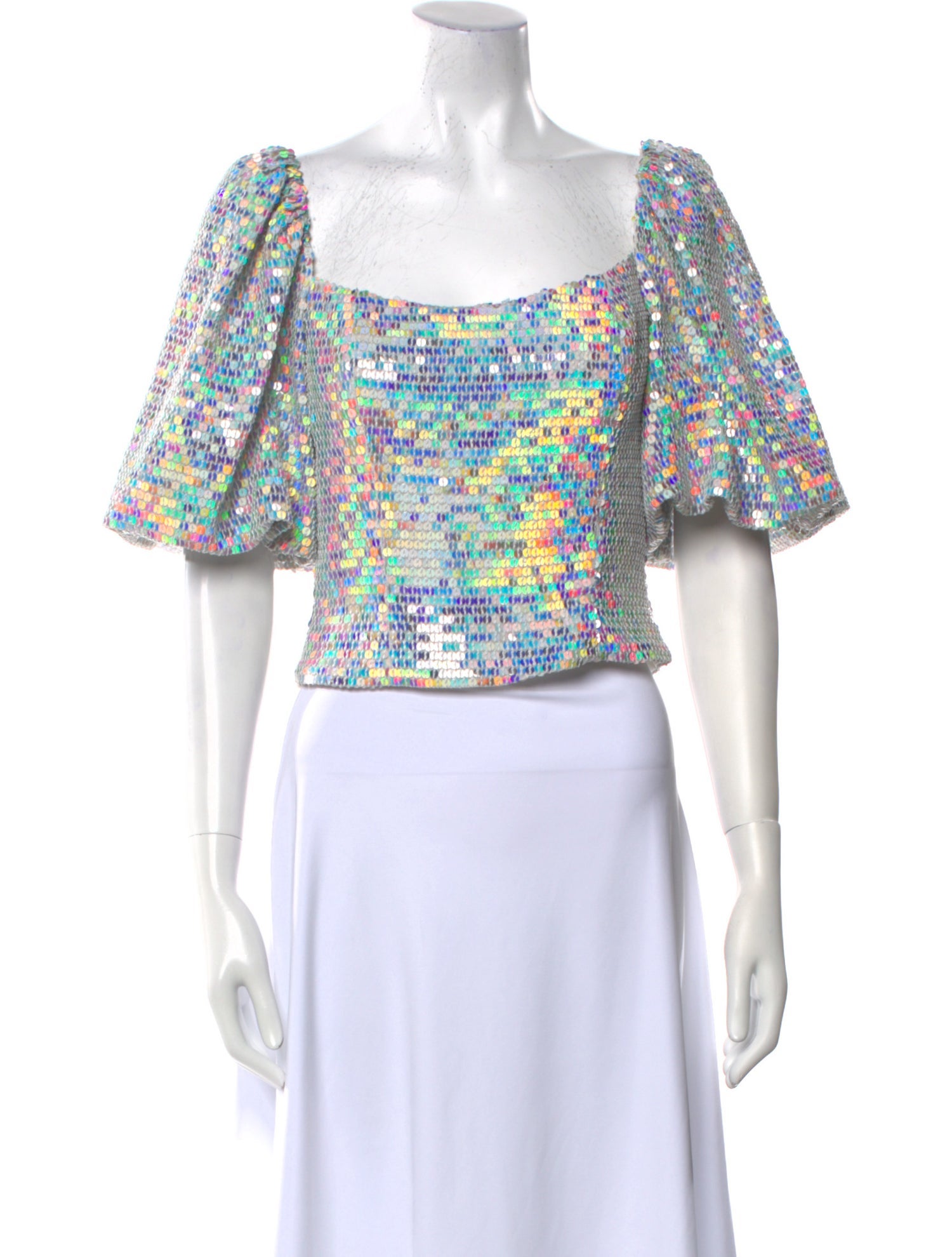 Markarian Floral Print Square Neckline Crop Top