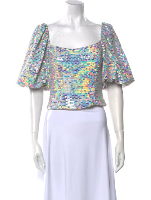 Markarian Floral Print Square Neckline Crop Top