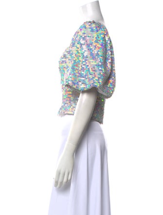 Markarian Floral Print Square Neckline Crop Top