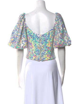 Markarian Floral Print Square Neckline Crop Top