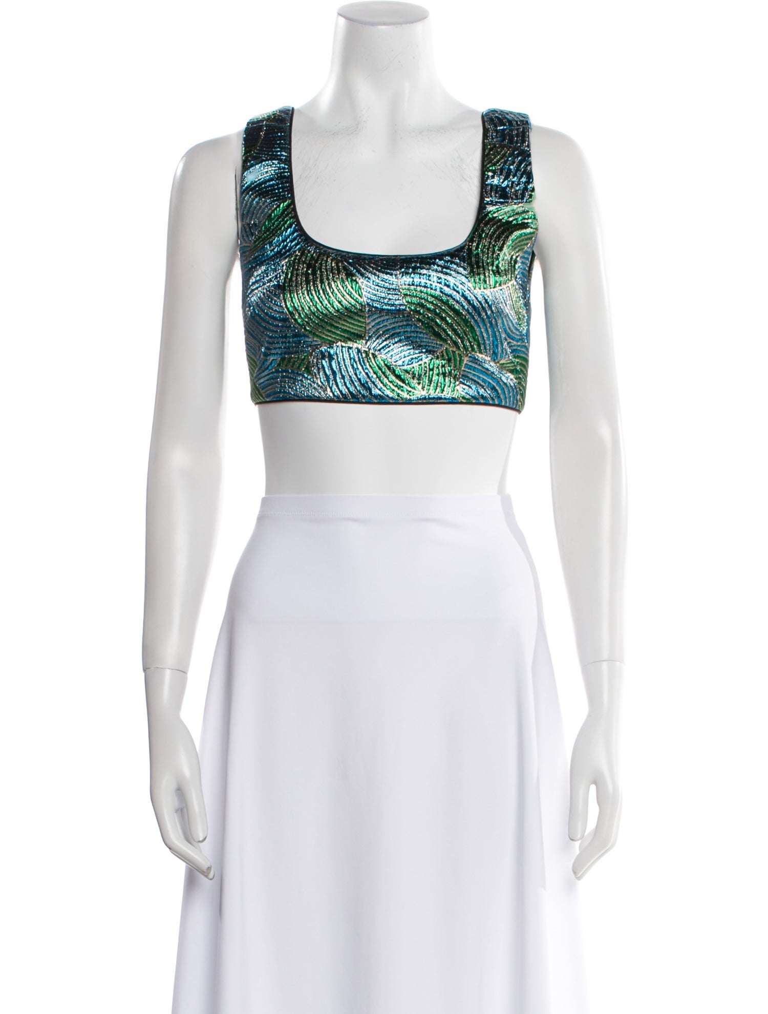 Markarian Printed Square Neckline Crop Top