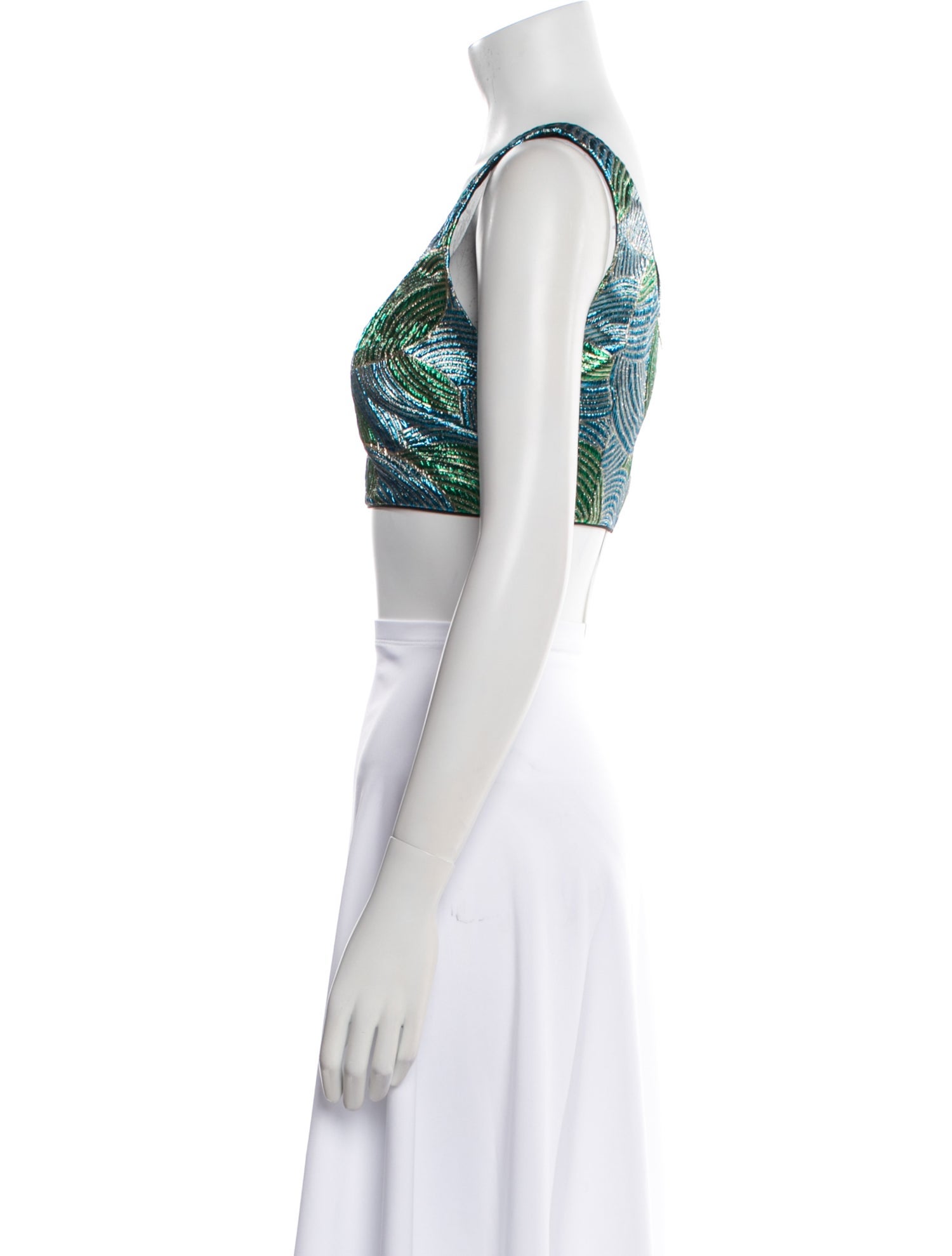 Markarian Printed Square Neckline Crop Top