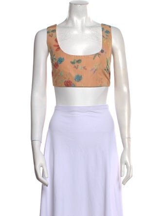 Markarian Printed Square Neckline Crop Top