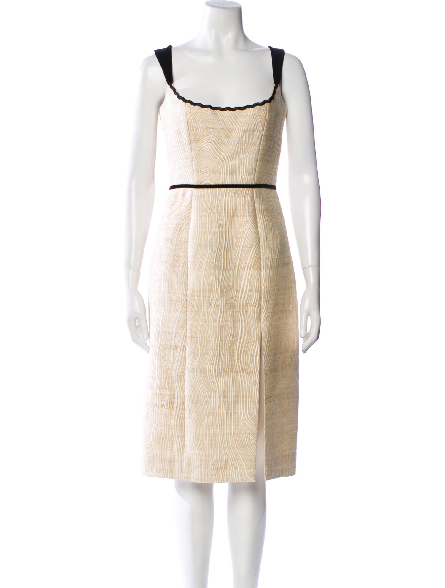 Markarian Colorblock Pattern Knee-Length Dress in Black/Neutrals, Women's US 4 | S
