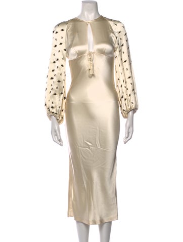Pre-owned Markarian Satin Midi Length Dress In Neutrals