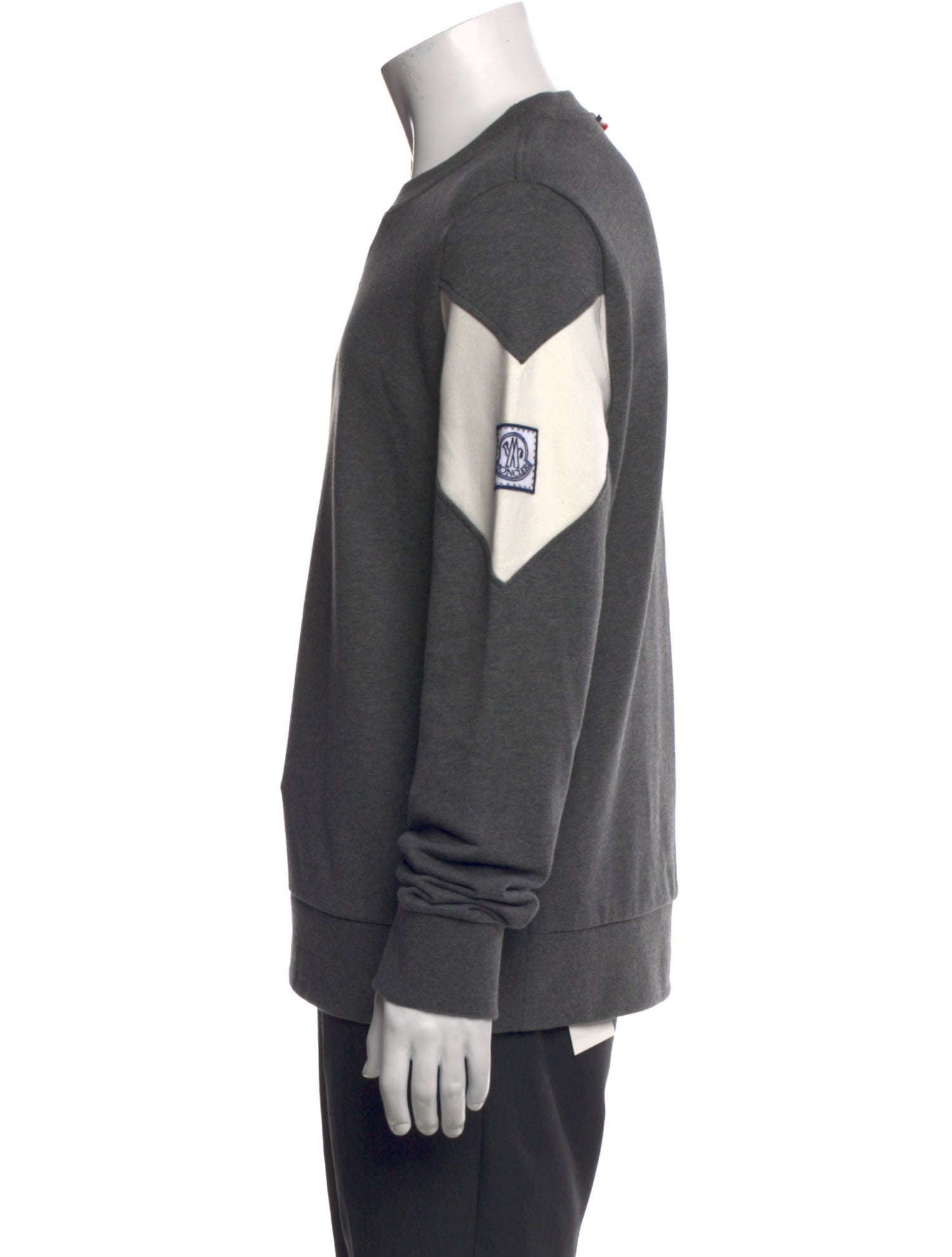 Moncler Gamme Bleu Colorblock Pattern Crew Neck Sweatshirt