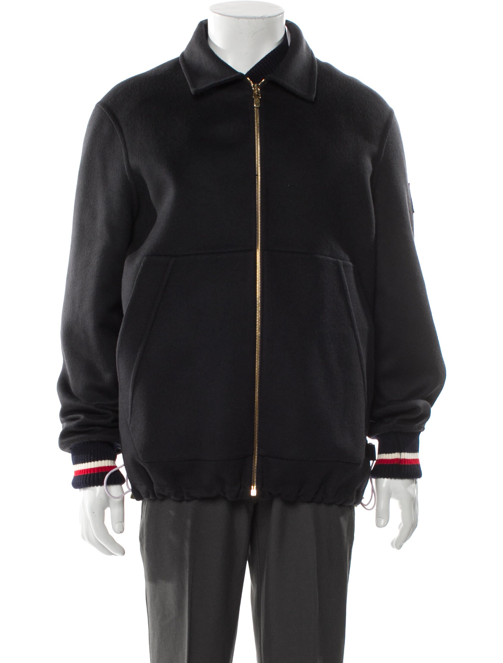 Moncler Gamme Bleu Striped Bomber Jacket
