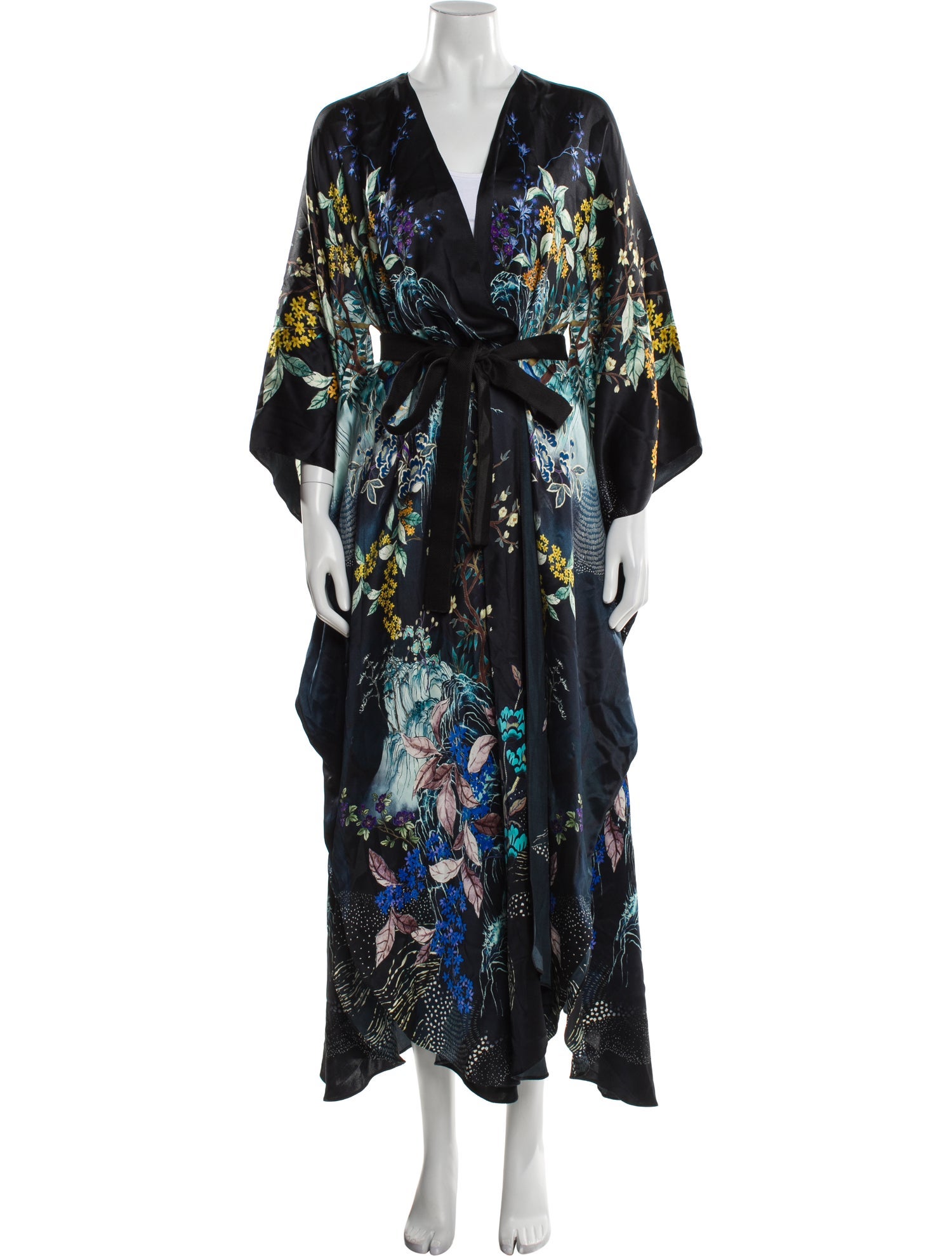 MENG Silk Floral Print Robe