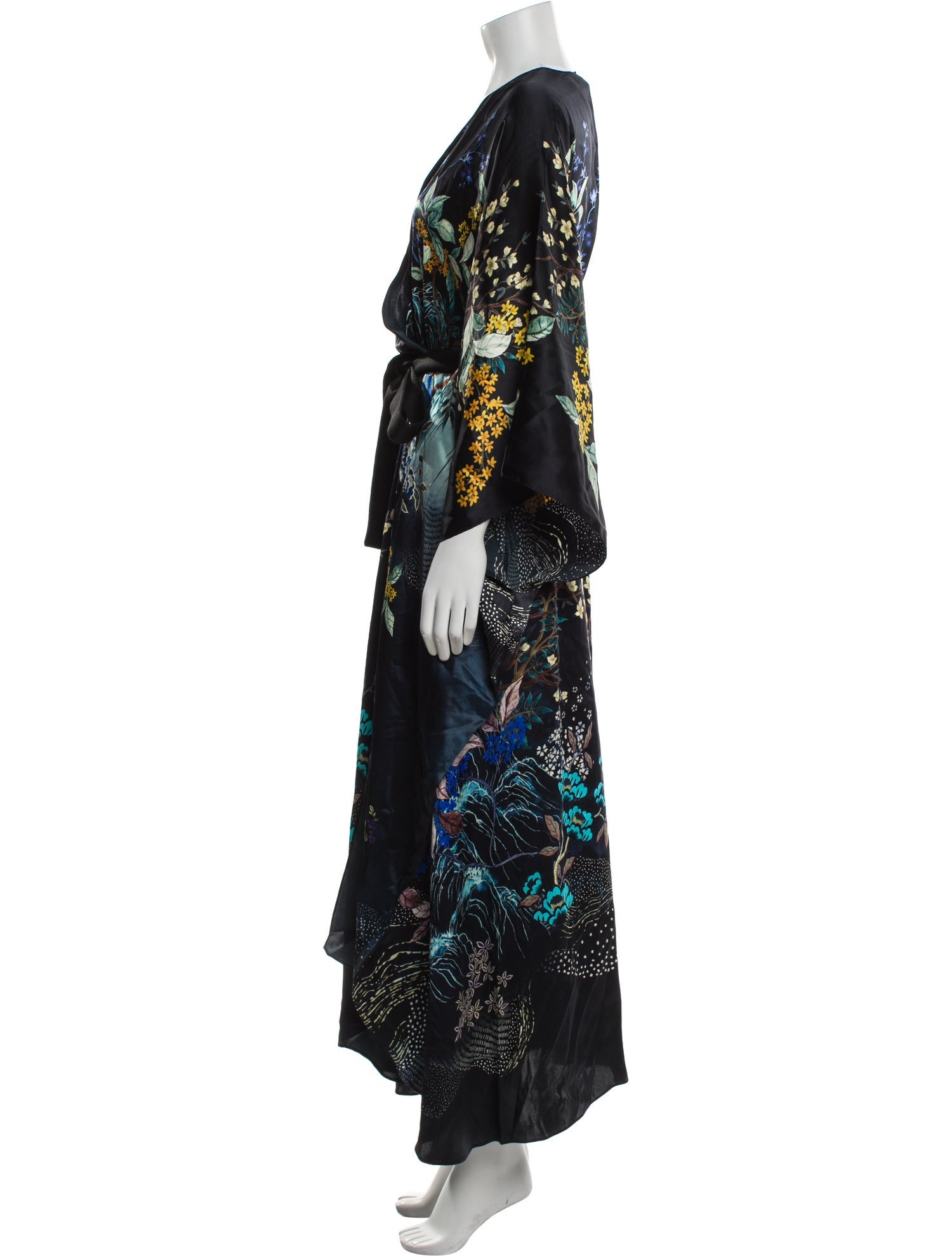 MENG Silk Floral Print Robe