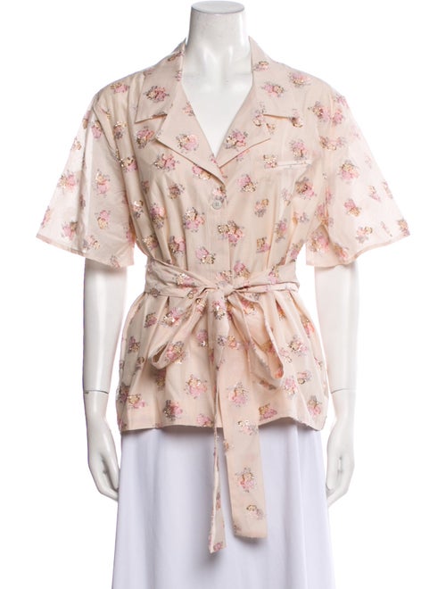 Maggie Marilyn Floral Print Short Sleeve Button-Up Top