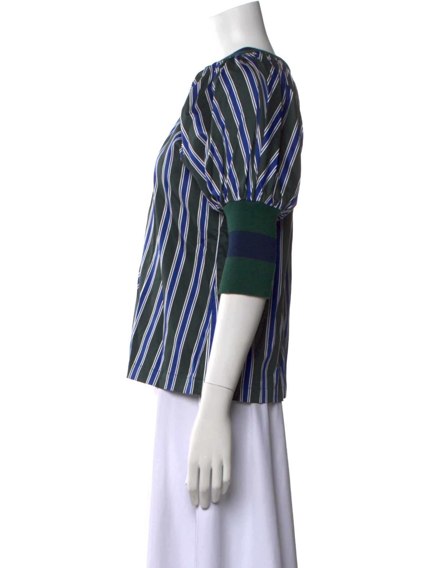 Maggie Marilyn Striped Crew Neck Button-Up Top