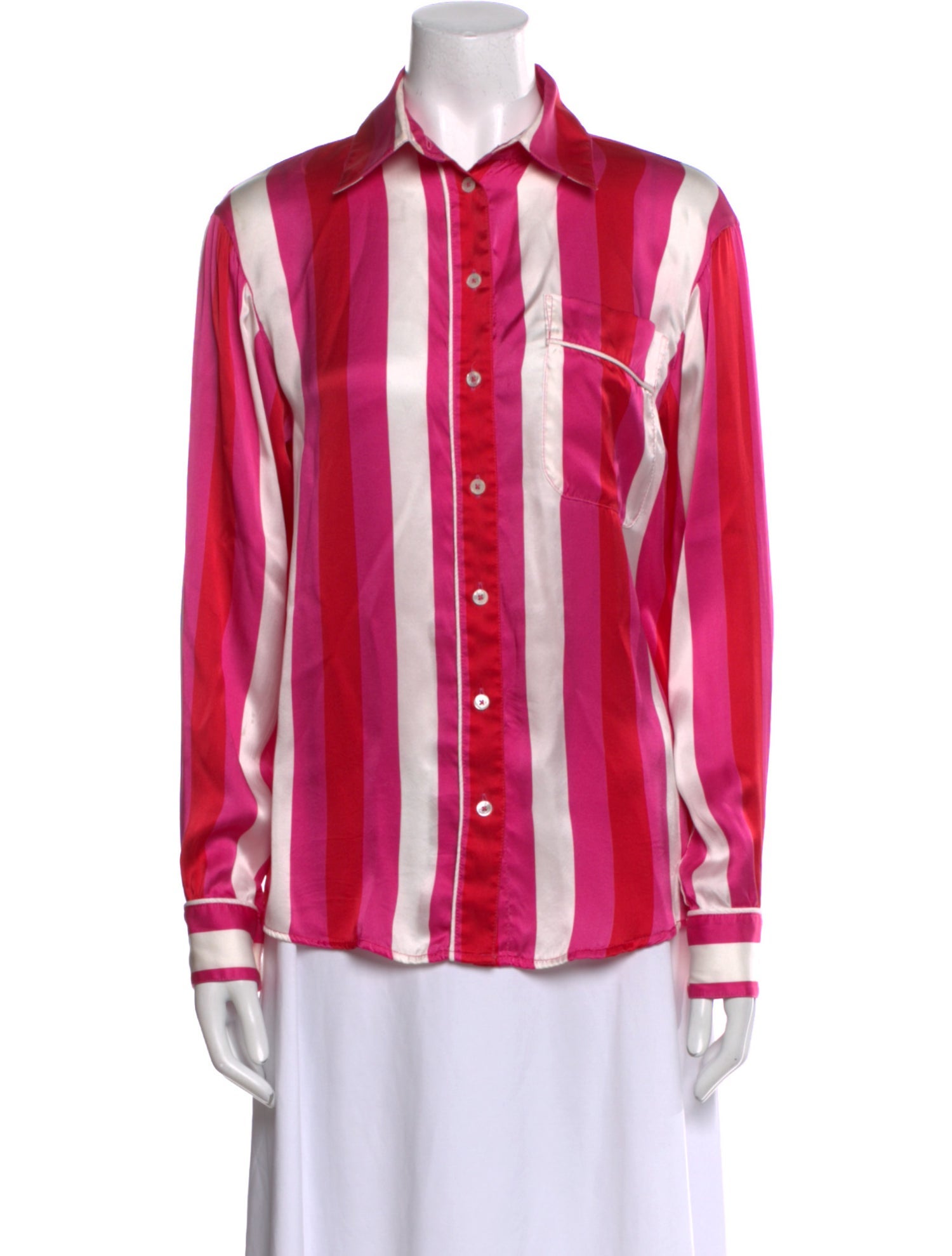 Maggie Marilyn Silk Striped Button-Up Top