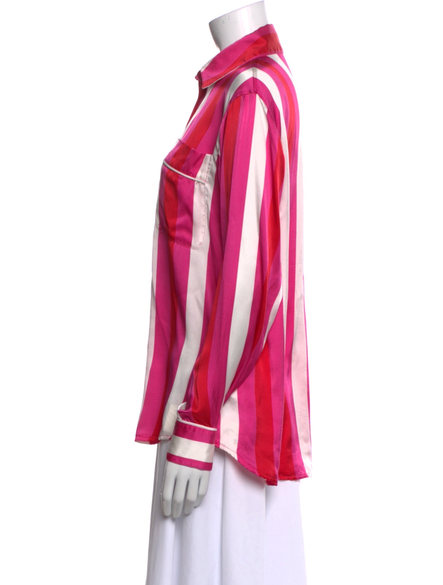 Maggie Marilyn Silk Striped Button-Up Top