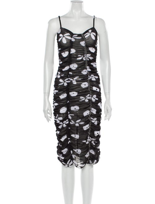 Molly Goddard Floral Print Midi Length Dress Black