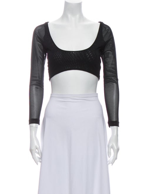 Molly Goddard Scoop Neck Three-Quarter Sleeve Crop