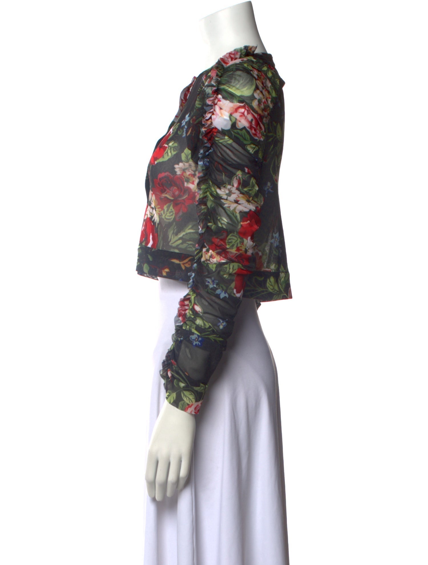 Molly Goddard Floral Print Bateau Neckline Crop Top