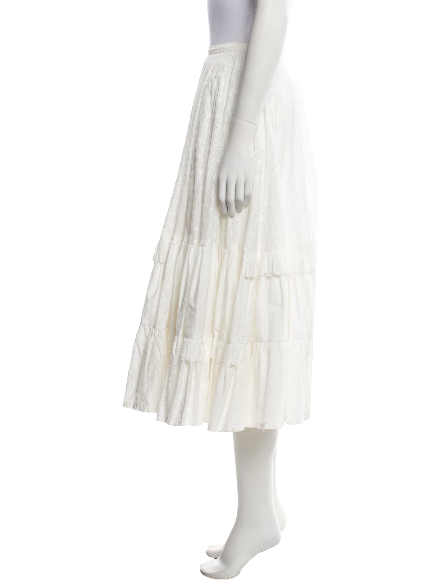 Molly Goddard Embroidered Accent Midi Length Skirt