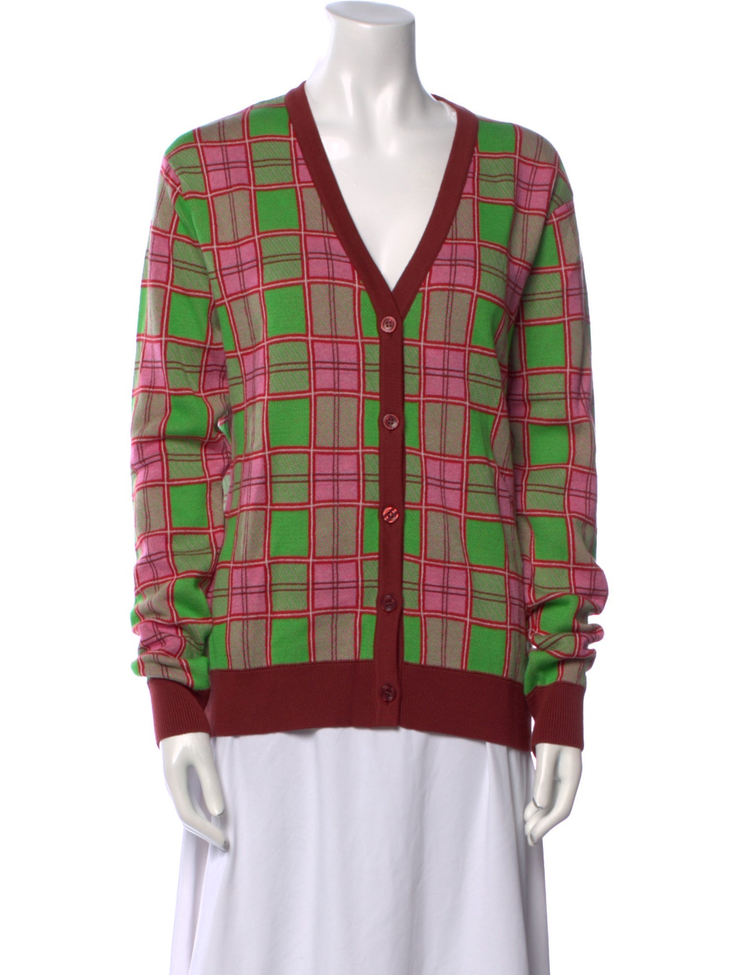 Molly Goddard Plaid Print V-Neck Sweater