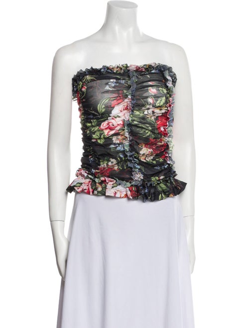 Molly Goddard Floral Print Strapless Crop Top
