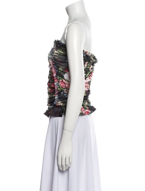 Molly Goddard Floral Print Strapless Crop Top