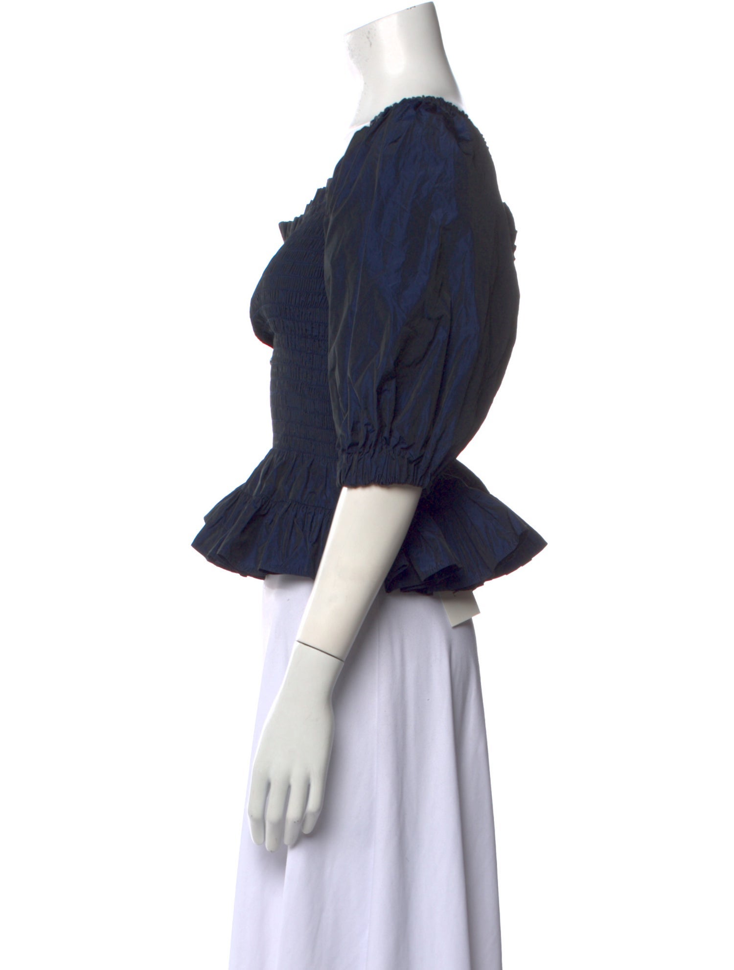 Molly Goddard Square Neckline Three-Quarter Sleeve Crop Top