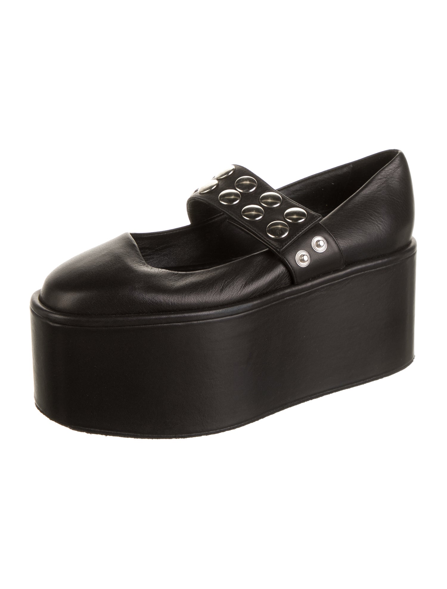 Molly Goddard Leather Studded Accents Mary Jane Flats