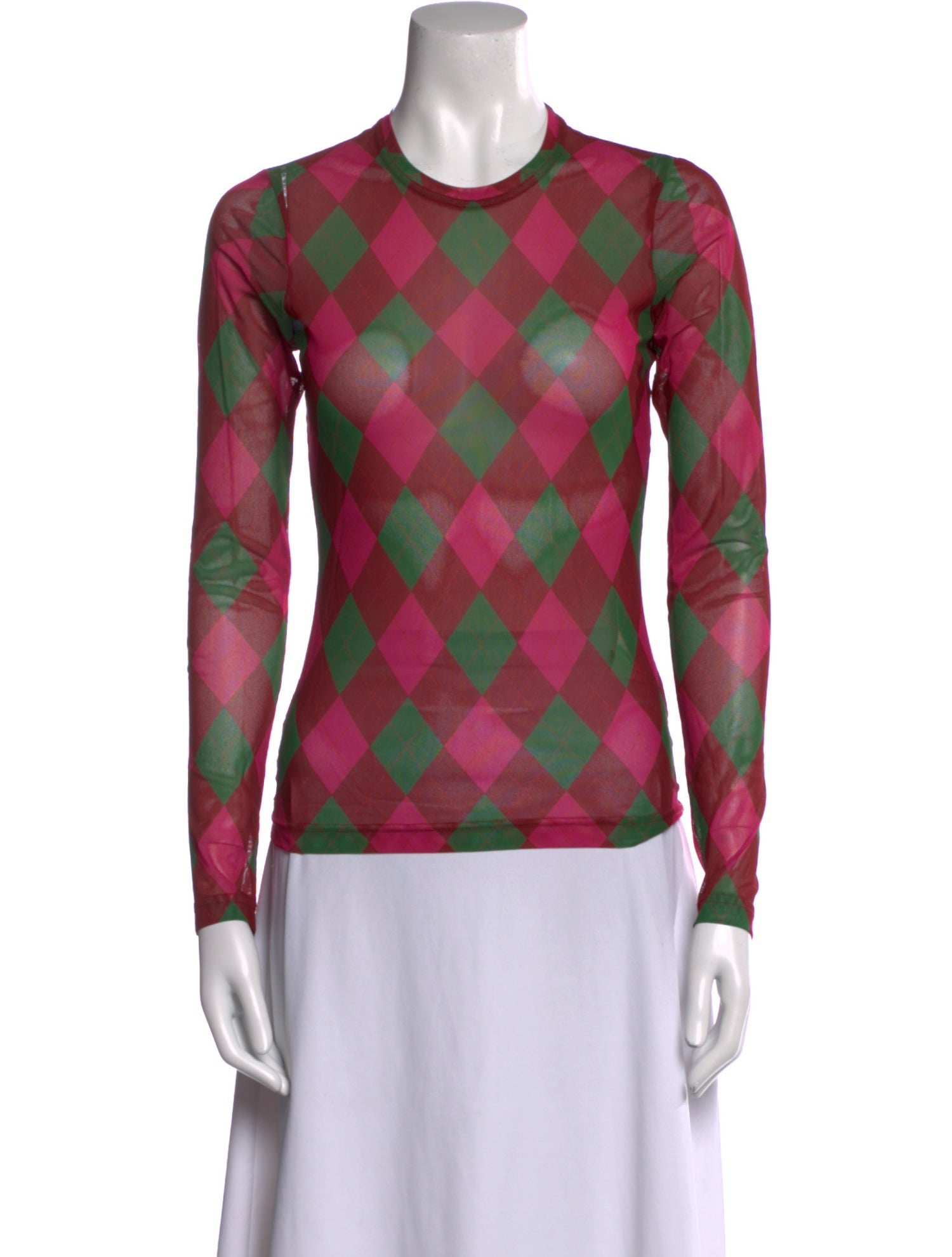 Molly Goddard Plaid Print Crew Neck Top