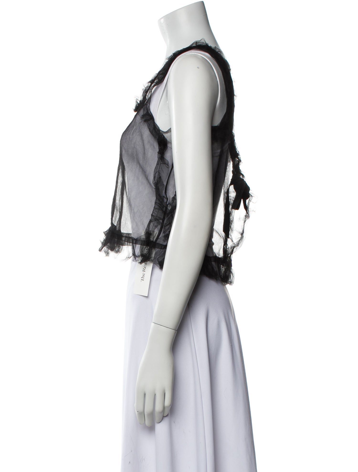 Molly Goddard Silk Square Neckline Crop Top