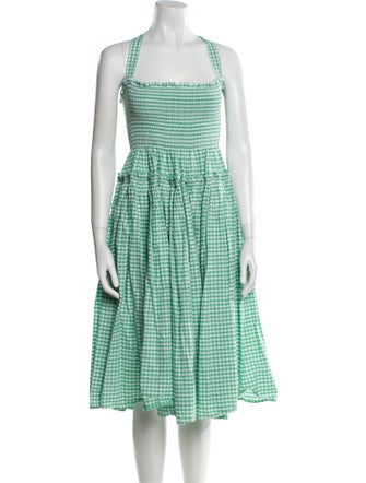 Molly Goddard Plaid Print Midi Length Dress