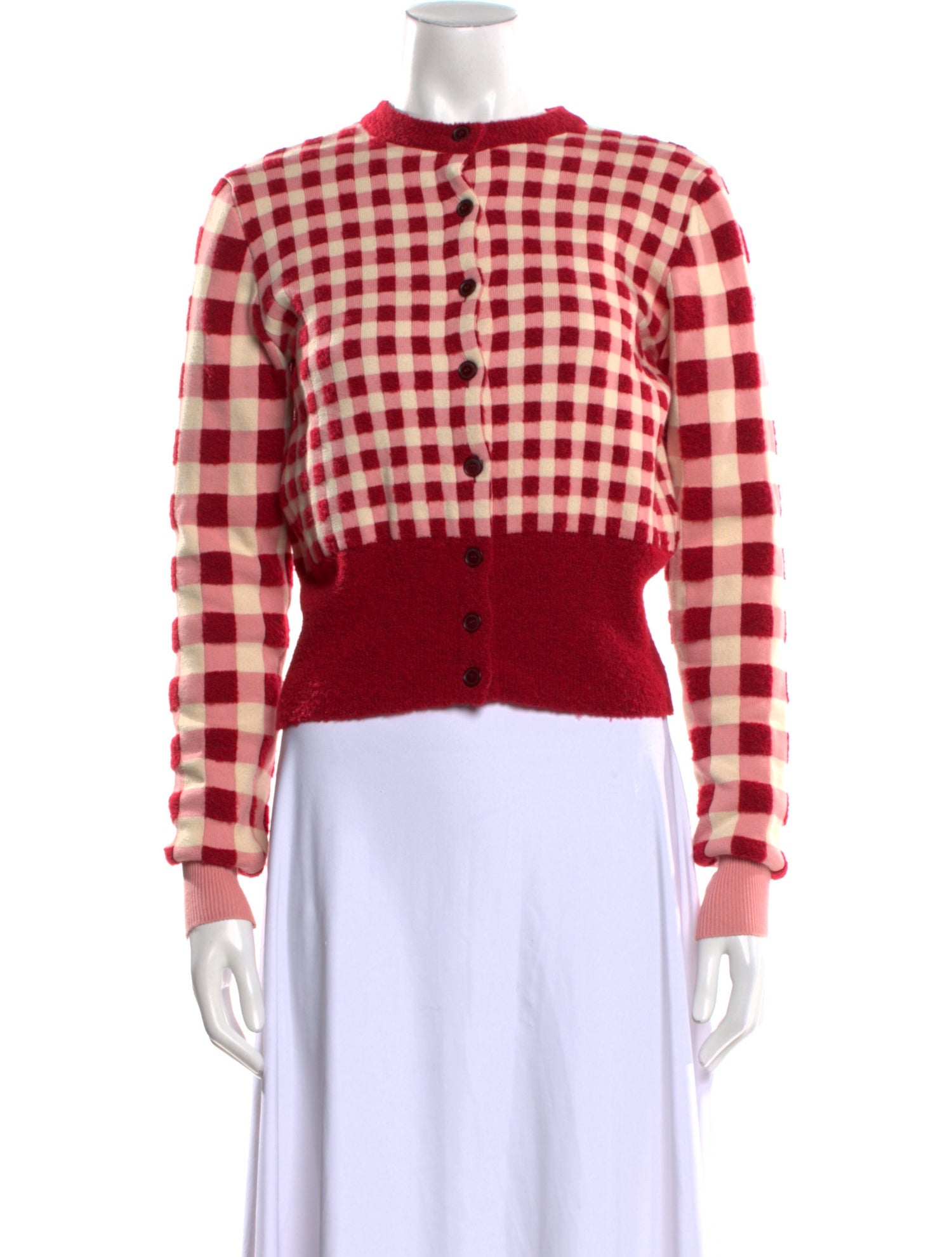 Molly Goddard Plaid Print Crew Neck Sweater