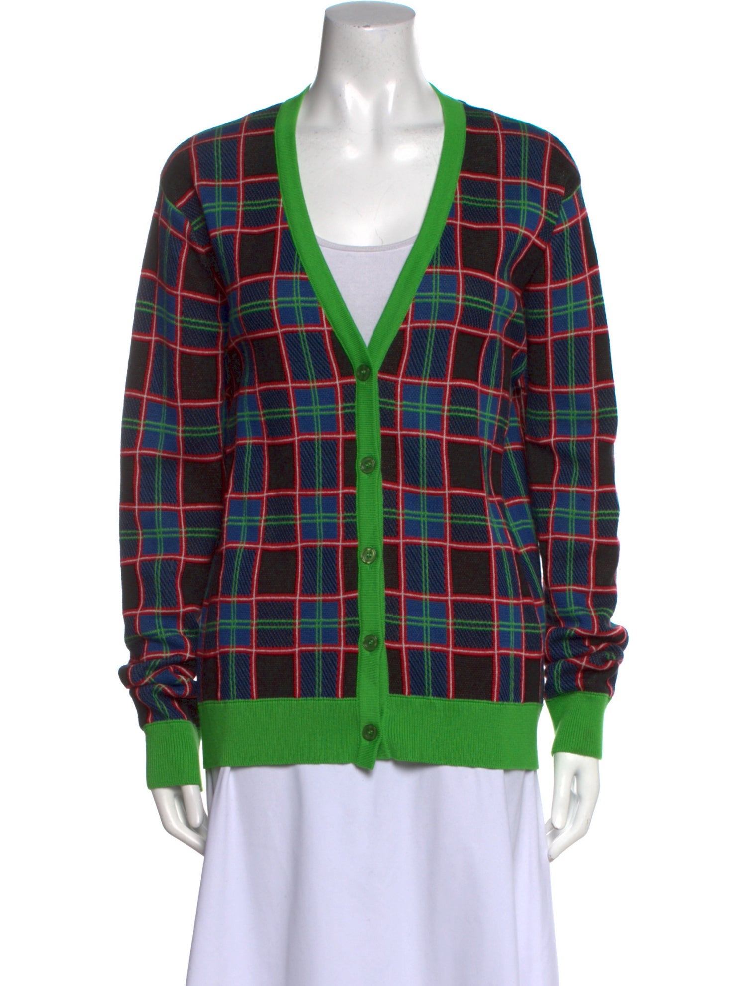 Molly Goddard Plaid Print V-Neck Sweater