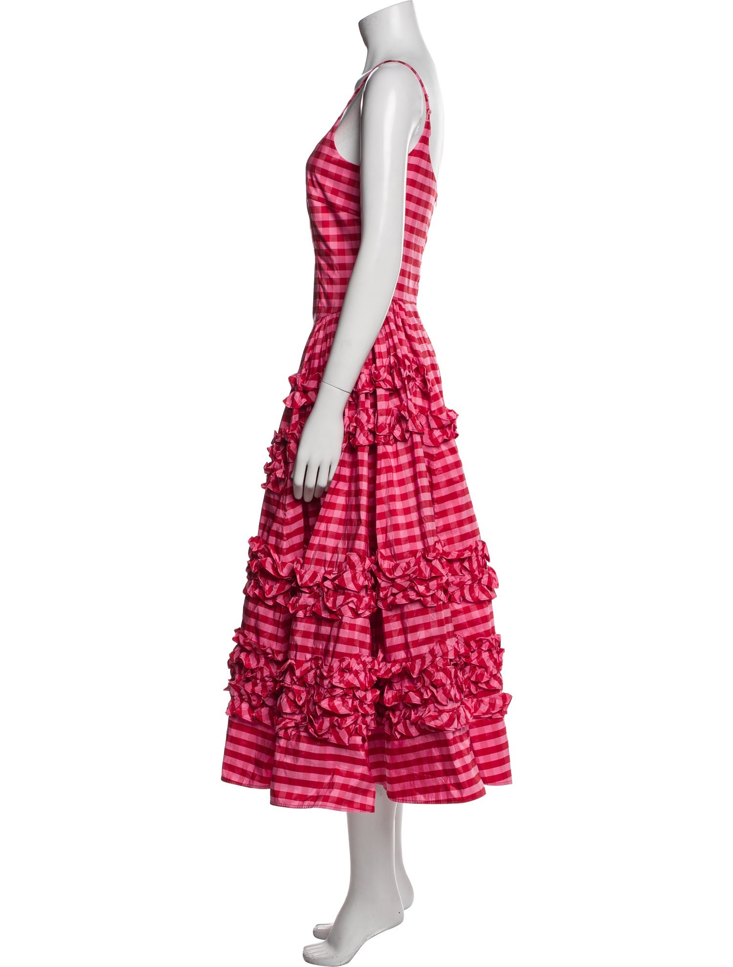 Molly Goddard Plaid Print Long Dress