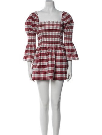 Molly Goddard Plaid Print Mini Dress