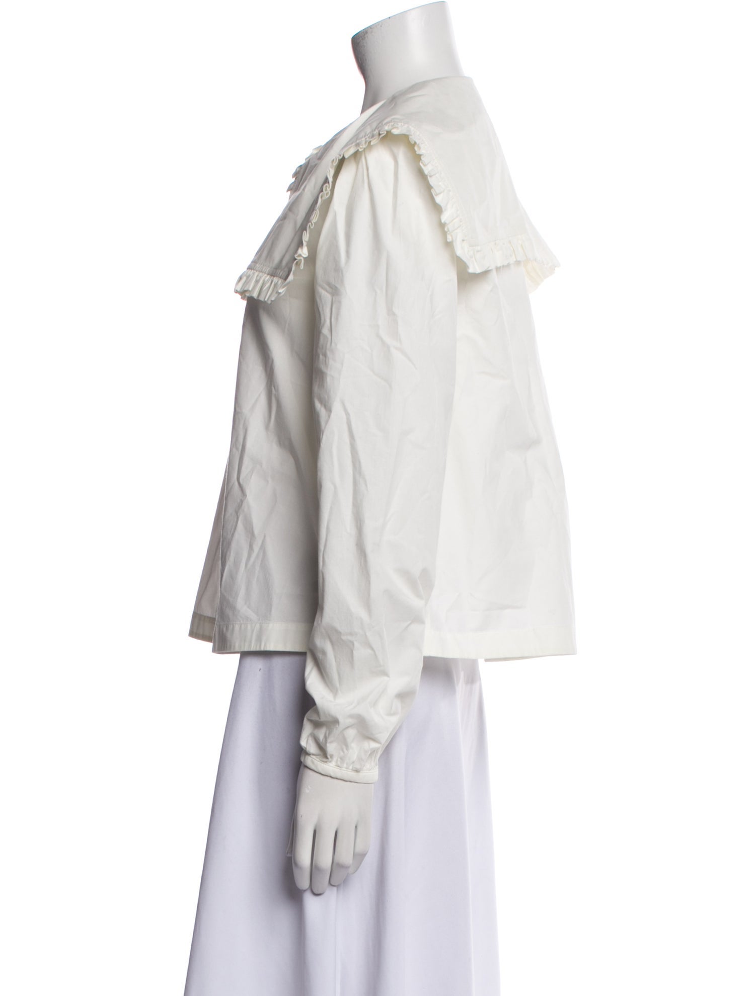 Molly Goddard Mock Neck Long Sleeve Button-Up Top