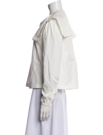 Molly Goddard Mock Neck Long Sleeve Button-Up Top