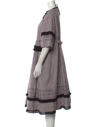 Molly Goddard Plaid Print Midi Length Dress