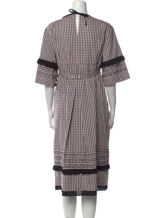 Molly Goddard Plaid Print Midi Length Dress