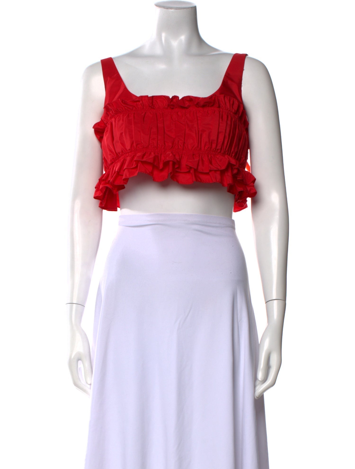 Molly Goddard Square Neckline Sleeveless Crop Top