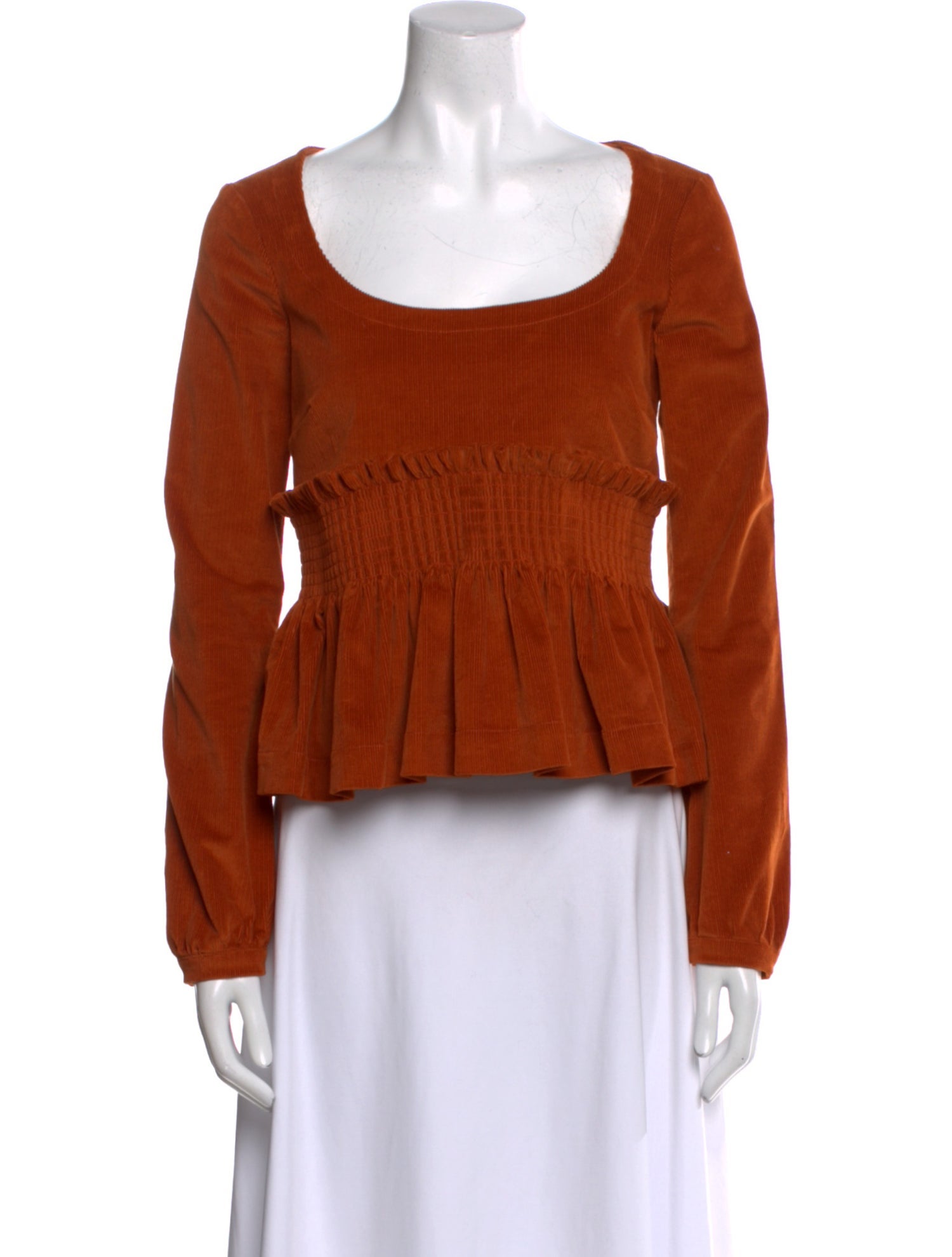 Molly Goddard Scoop Neck Long Sleeve Crop Top