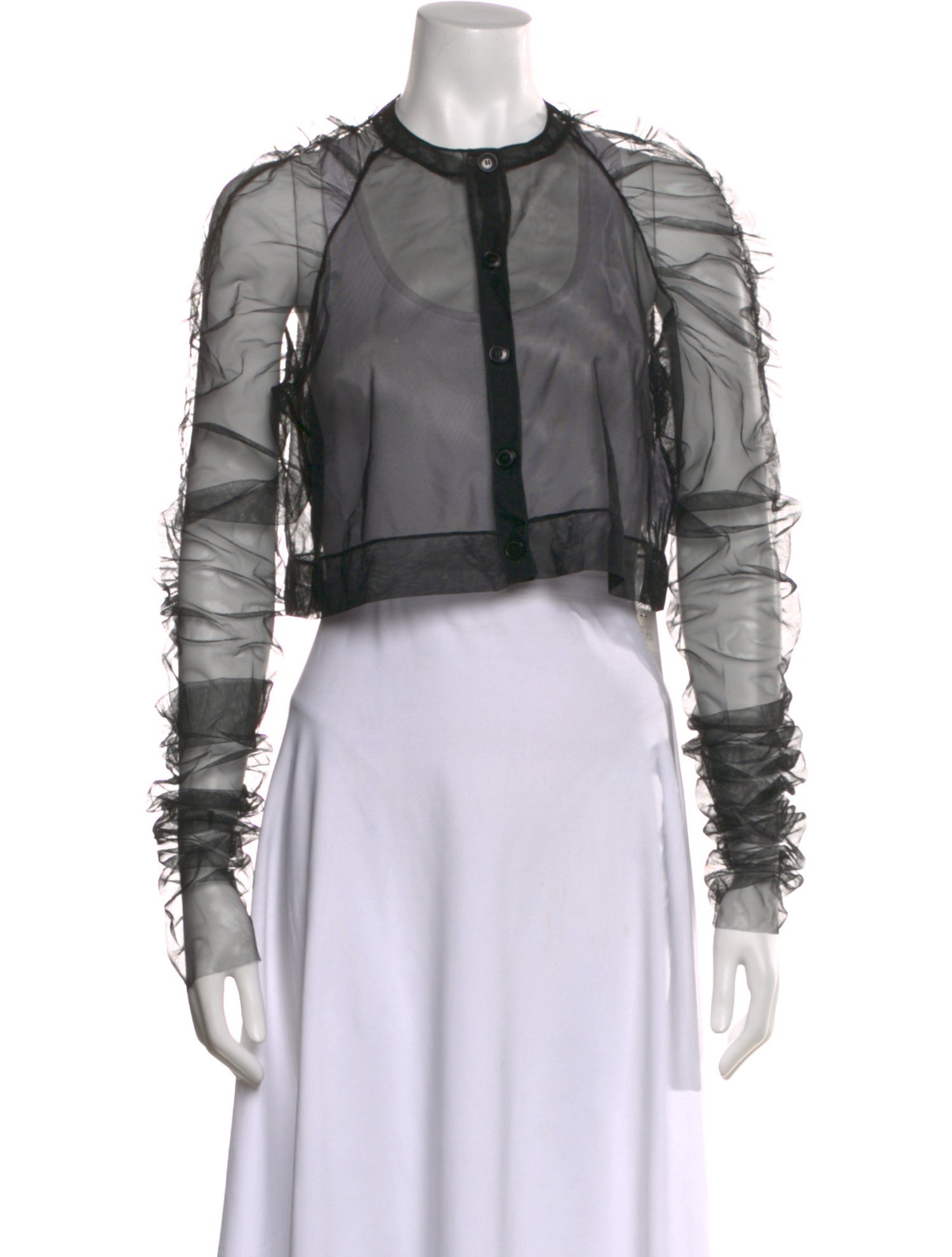 Molly Goddard Crew Neck Long Sleeve Crop Top