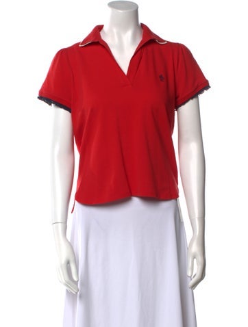 Moncler Grenoble Tops V-Neck Short Sleeve Polo L