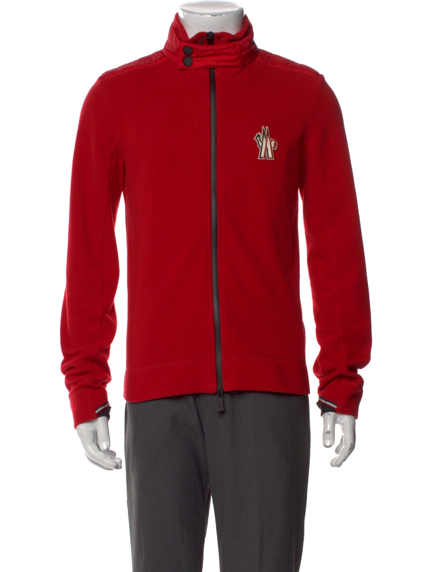 Moncler Grenoble Graphic Print Mock Neck Cardigan