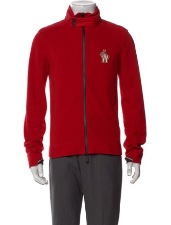 Moncler Grenoble Graphic Print Mock Neck Cardigan