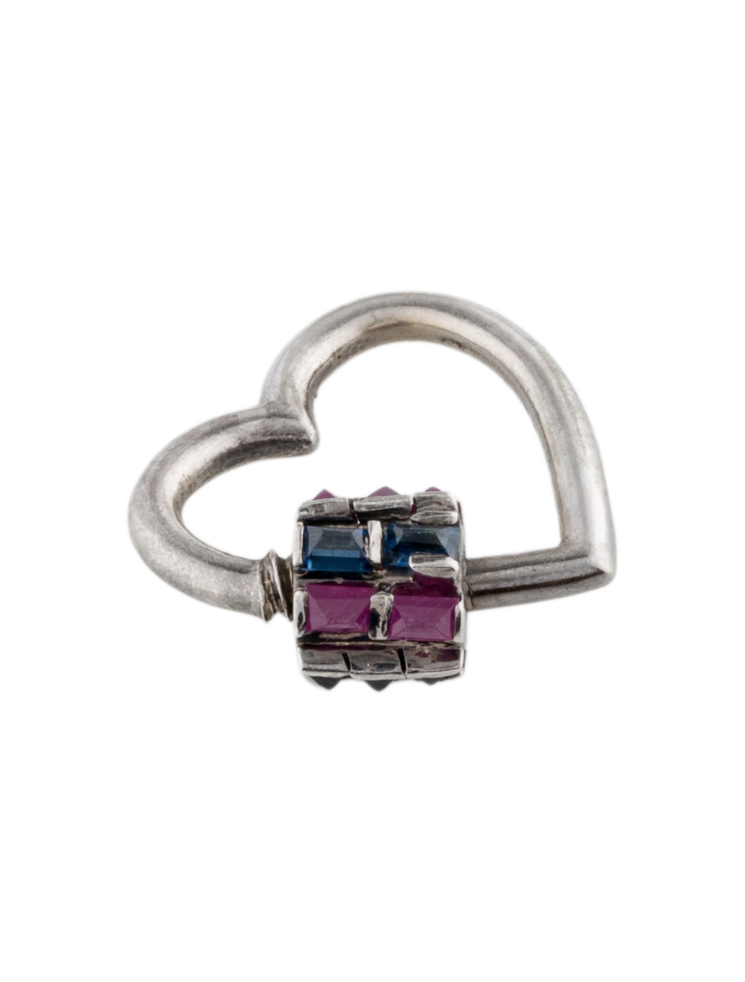 Marla Aaron 14K Ruby & Sapphire Heartlock Charm